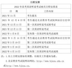 北京：2022年高考第一次英语听说考试于2021年12月11日进行